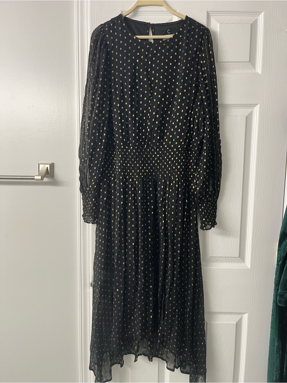 Black and Gold polka dot Midi Dress